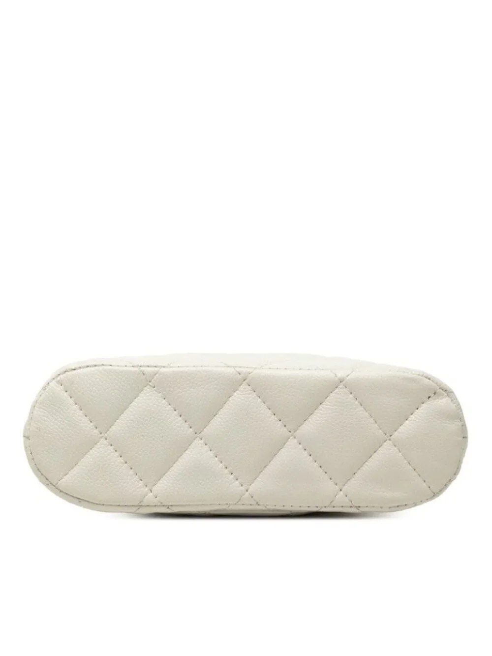 Chanel CC Logo Quilted Crossbody Chain Shoulder Bag White Gold Caviar Leather